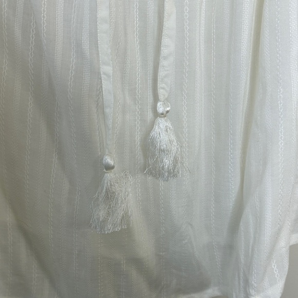 LASCANA for VENUS White Lace Up Peasant Blouse Tassel Boho Top 1X - Picture 7 of 10